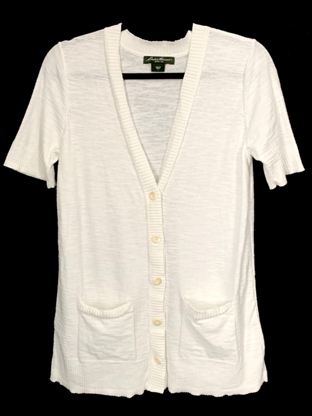 Eddie Bauer 100% Cotton Short Sleeves Knit Cardigan